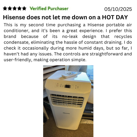 Hisense 8,000 BTU Portable AC up to 300 Sq.ft with Remote Control